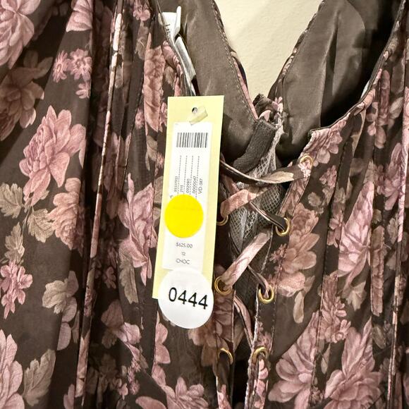 Anthropologie X V. Chapman Carmella Corset Side-Slit Chiffon Maxi Dress Size 12 - Picture 11 of 11